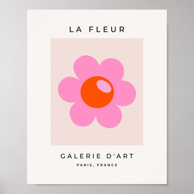La Fleur 05 Abstract Flower Pink And Orange Floral Poster (Front)
