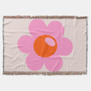 La Fleur 05 Abstract Flower Pink And Orange Floral Throw Blanket