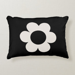 La Fleur 06 Retro Floral Black And White Flower Accent Pillow