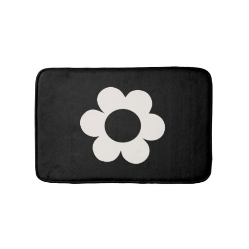La Fleur 06 Retro Floral Black And White Flower Bath Mat