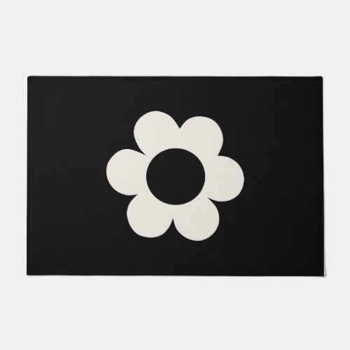 La Fleur 06 Retro Floral Black And White Flower Doormat