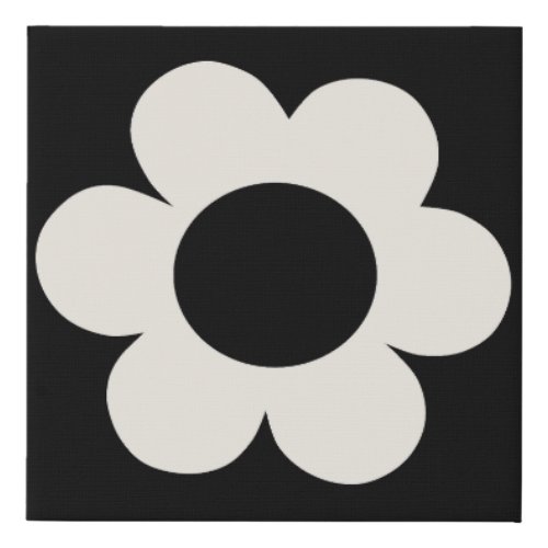 La Fleur 06 Retro Floral Black And White Flower Faux Canvas Print