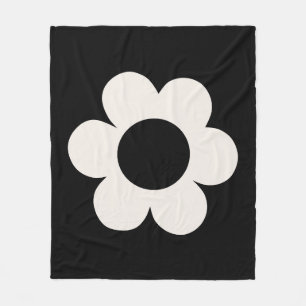 La Fleur 06 Retro Floral Black And White Flower Fleece Blanket