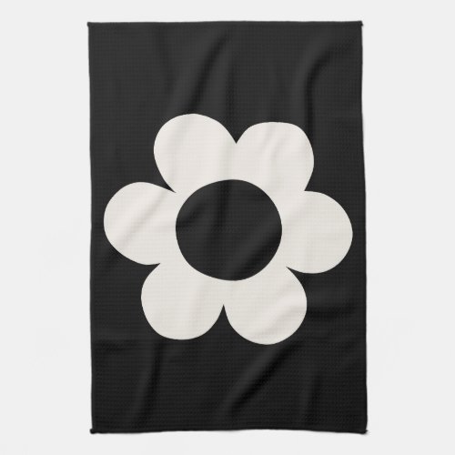 La Fleur 06 Retro Floral Black And White Flower Kitchen Towel