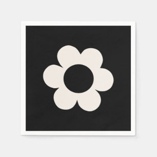 La Fleur 06 Retro Floral Black And White Flower Napkins