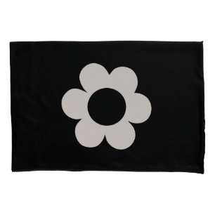 La Fleur 06 Retro Floral Black And White Flower Pillow Case