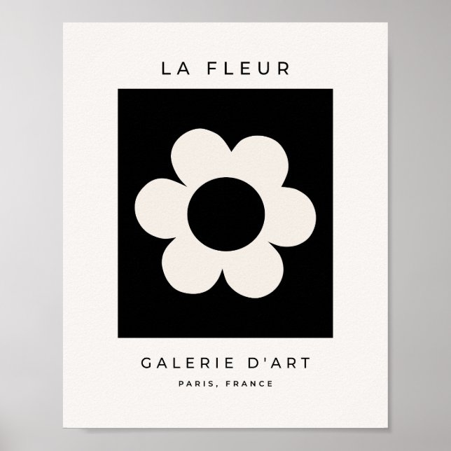 La Fleur 06 Retro Floral Black And White Flower Poster (Front)