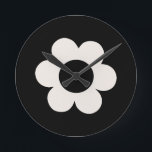 La Fleur 06 Retro Floral Black And White Flower Round Clock<br><div class="desc">Abstract Retro Floral Print – La Fleur – Black And White.</div>