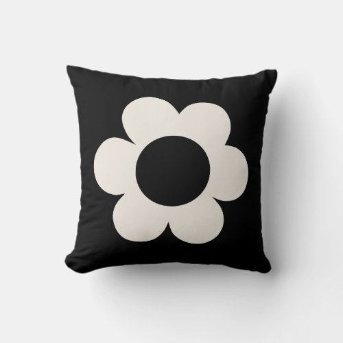 La Fleur 06 Retro Floral Black And White Flower Throw Pillow