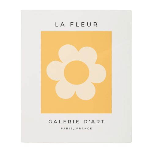 La Fleur 07 Retro Floral Yellow Flower Metal Print