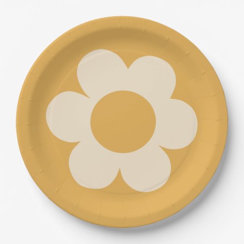 La Fleur 07 Retro Floral Yellow Flower Paper Plates