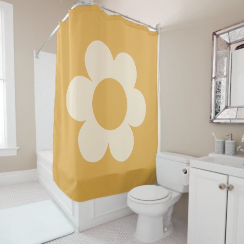 La Fleur 07 Retro Floral Yellow Flower Shower Curtain