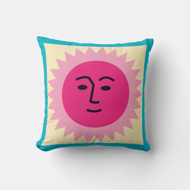 La Fonda Sun yellow pink Throw Pillow (Front)
