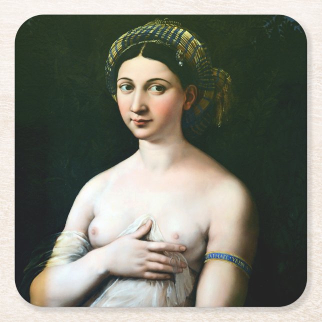 La Fornarina, Raphael Square Paper Coaster (Front)