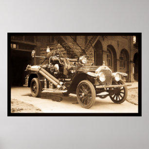 La France Fire Truck 1924 - Vintage Poster