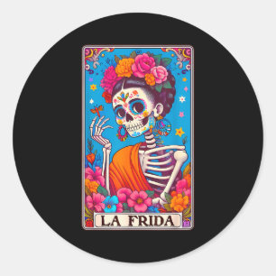 La Frida Dia De Los Muertos Day Of Dead Halloween Classic Round Sticker