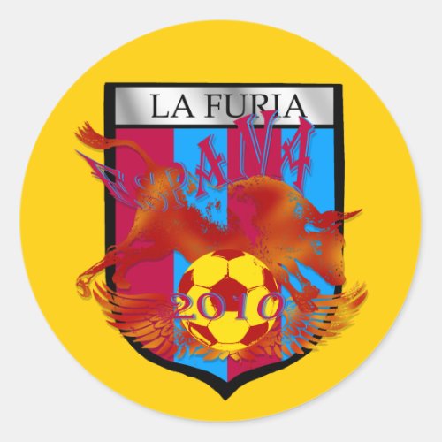 La furia futbol fans soccer shield gifts classic round sticker