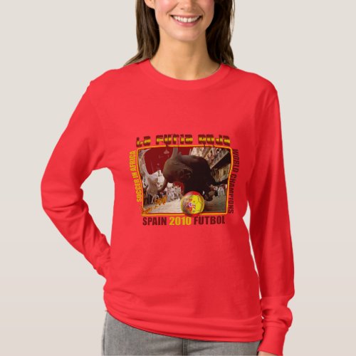 La Furia Roja Spanish Bull Soccer Futbol T_Shirt