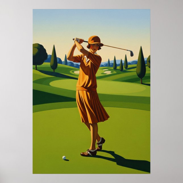 LA GOLFEUSE (The Golfer) - Original Art Deco Artwo Poster (Front)