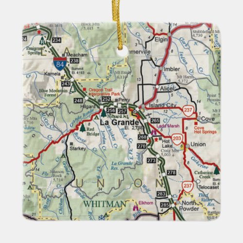 La Grande OR Map Ceramic Ornament