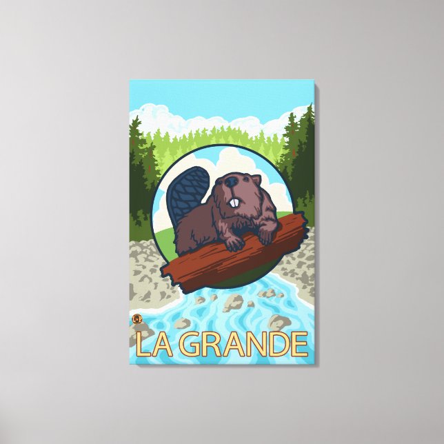 La Grande, OregonBeaver and Trees Canvas Print (Front)