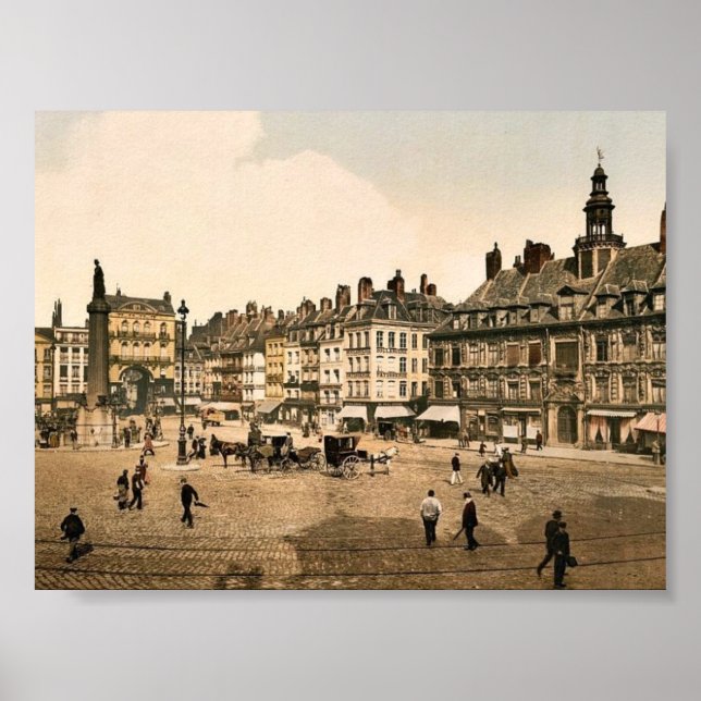 La Grande Place, Lille, France vintage Photochrom Poster (Front)