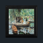 La Grenouillère Auguste  Renoir   Gift Box<br><div class="desc">Pierre-Auguste Renoir. La Grenouillère .lovely landscape on the river in green tones. There are boats on the shore. In the middle ground, a group of people stands on a walkway under a spreading tree. In the background there are yazta and trees. Reproduction of famous works of art images in the...</div>