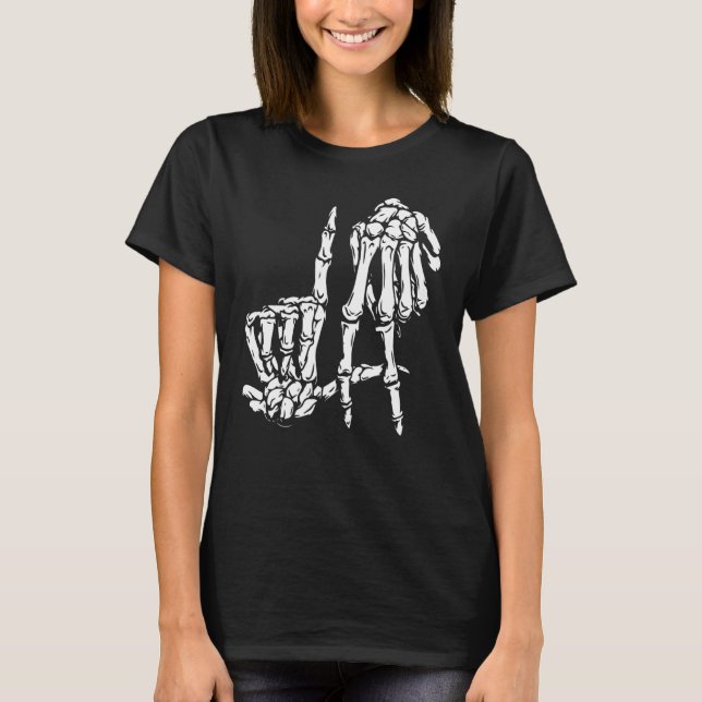 La Hand Sign Lazy DIY Halloween Costume Skeleton L T-Shirt (Front)