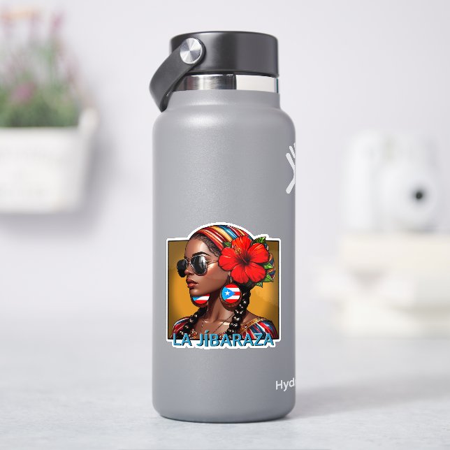 La Jíbaraza 4 – Puerto Rican Jíbara Art • Boricua  Sticker (HydroFlask)