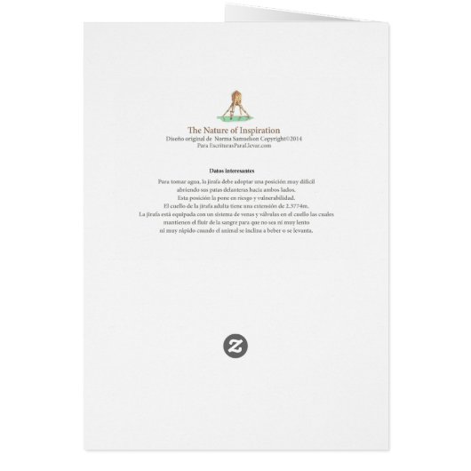 La Jirafa, tarjeta (Back)