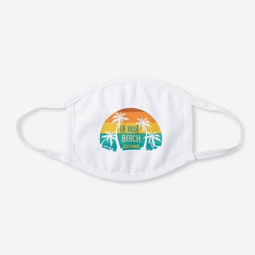 La Jolla Beach California White Cotton Face Mask