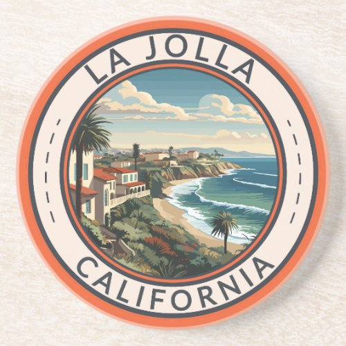 La Jolla California Coastline Travel Art Retro Coaster