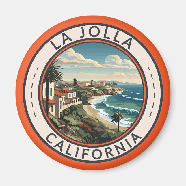 La Jolla California Coastline Travel Art Retro Magnet (Front)