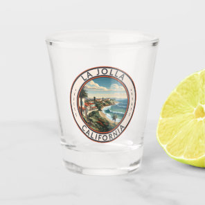 La Jolla California Coastline Travel Art Retro Shot Glass