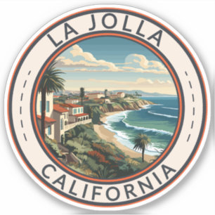 La Jolla California Coastline Travel Art Retro Sticker