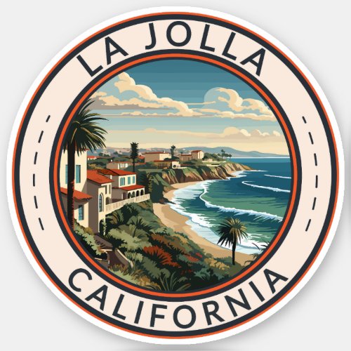 La Jolla California Coastline Travel Art Retro Sticker