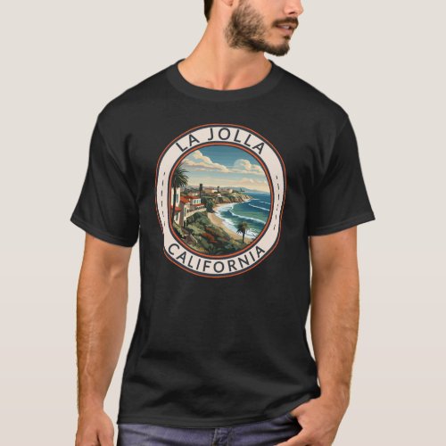 La Jolla California Coastline Travel Art Retro T_Shirt