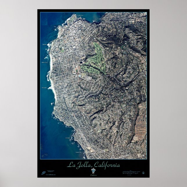La Jolla, California satellite poster print map (Front)