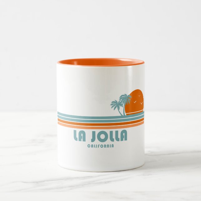 La Jolla California Sun Palm Trees Two-Tone Coffee Mug (Center)