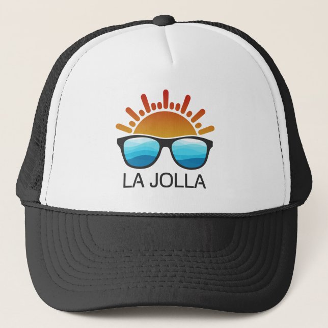 La Jolla California Sunglasses Trucker Hat (Front)