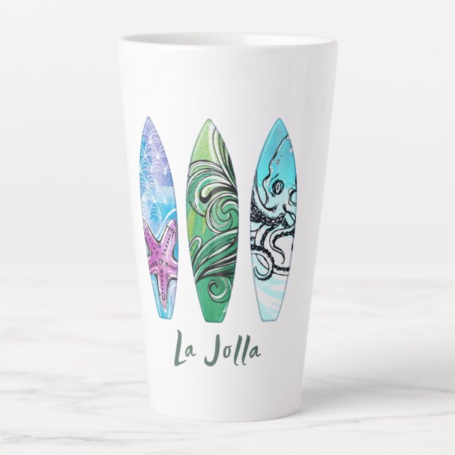 La Jolla California Surfboards Latte Mug (Front)