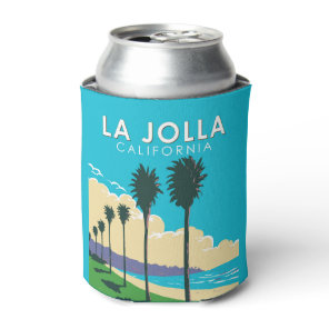 La Jolla California Travel Art Vintage Can Cooler