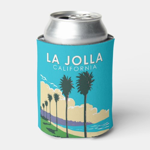La Jolla California Travel Art Vintage Can Cooler