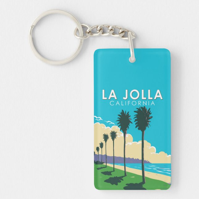 La Jolla California Travel Art Vintage Keychain (Front)