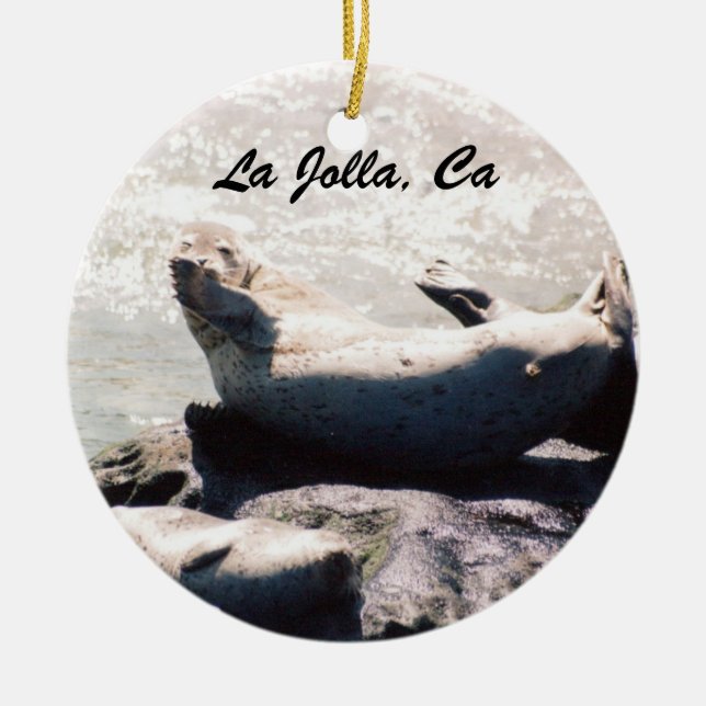 La Jolla California Travel Vacation Photo Ceramic Ornament (Front)
