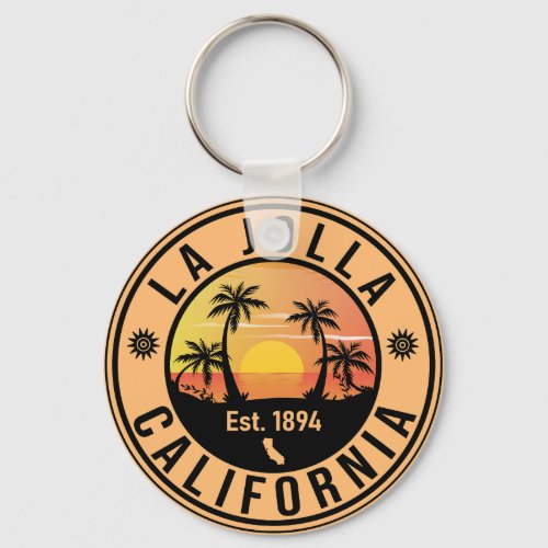 La Jolla California Vintage Palm Trees Souvenirs Keychain