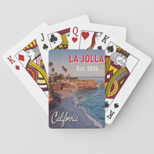 La Jolla California Vintage Palm Trees Souvenirs Playing Cards