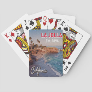 La Jolla California Vintage Palm Trees Souvenirs Poker Cards