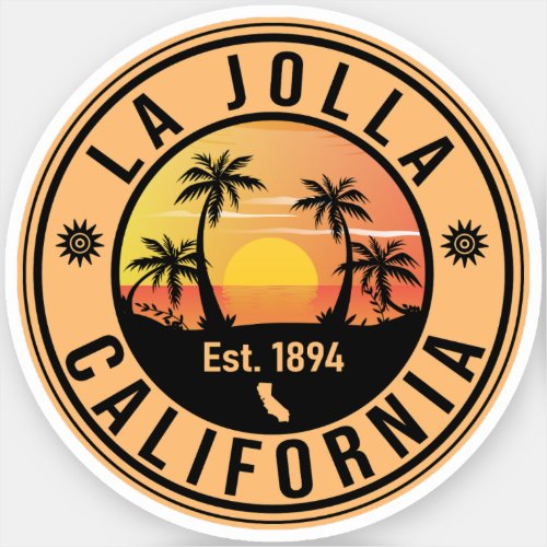 La Jolla California Vintage Palm Trees Souvenirs Sticker