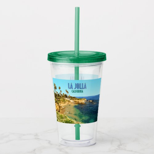 La Jolla Cove Beach San Diego California Vintage Acrylic Tumbler